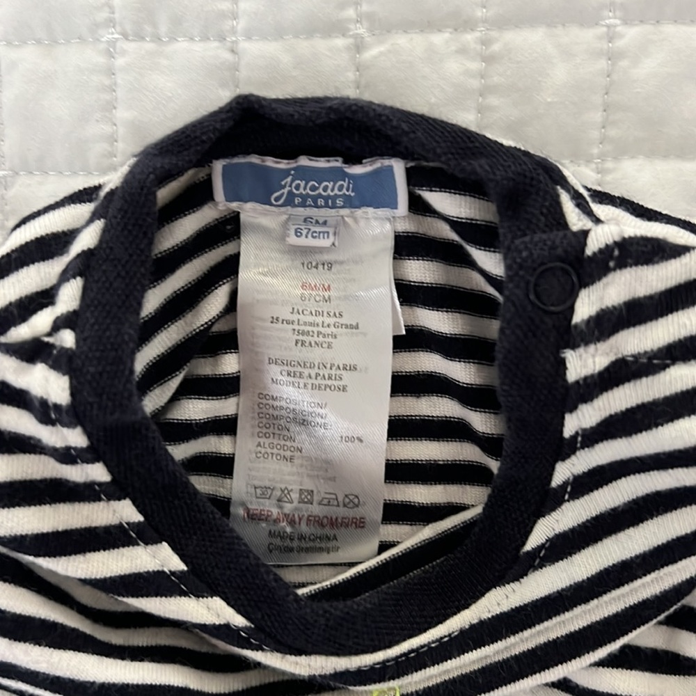 Jacadi Eiffel Tour Striped Top Navy & White size 6 months - Picture 5 of 5